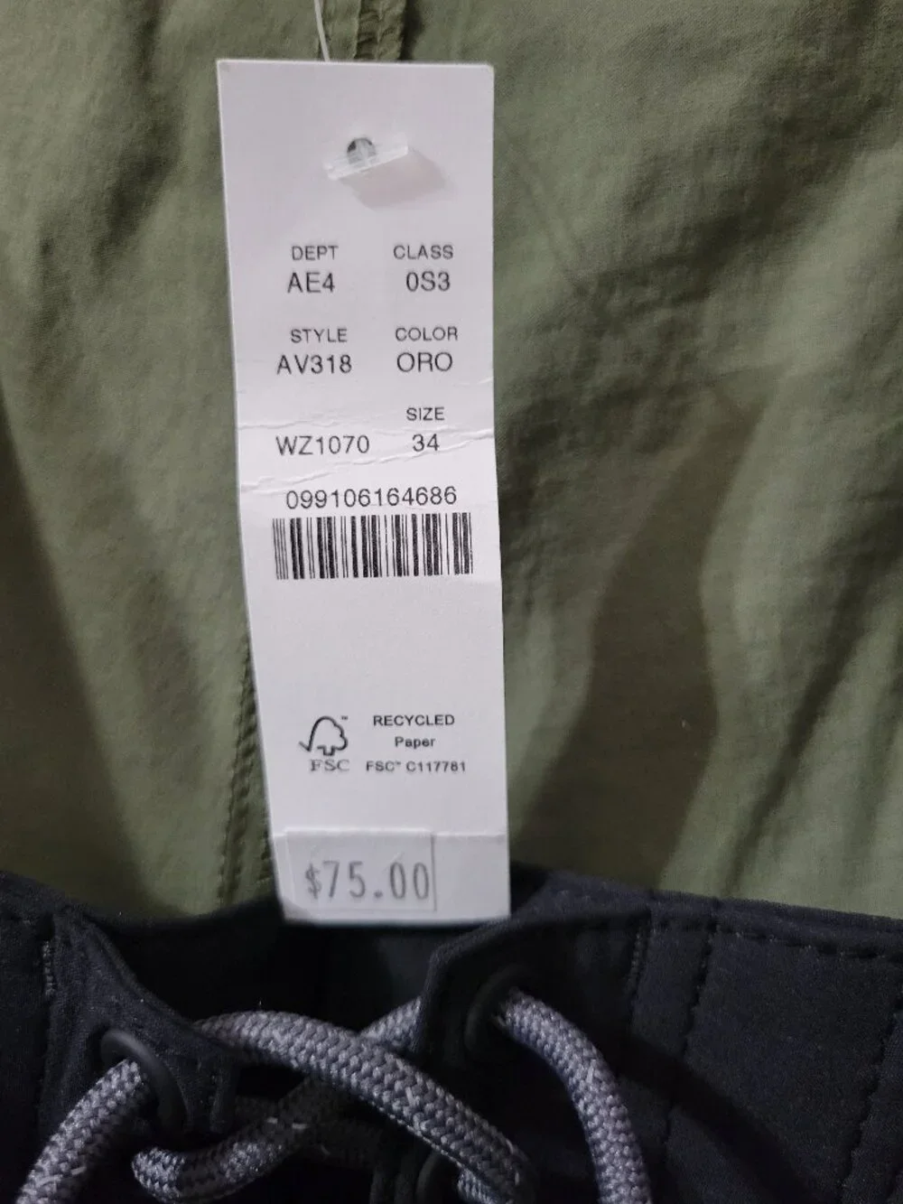 J. Crew Men's Original Swimwear Board Shorts Size 34 Olive Green & Black NWT